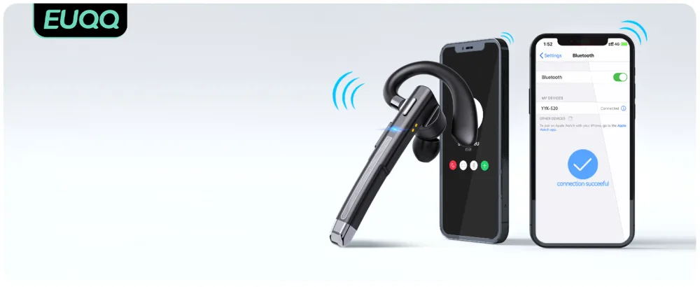 EUQQ Bluetooth Earpiece for Cellphone, Bluetooth V5.1 Headset Wireless Headphone with Noise Canceling Microphone for Office Driving,Hands-Free Earphones Compatible with Android/iOS - product information 7
