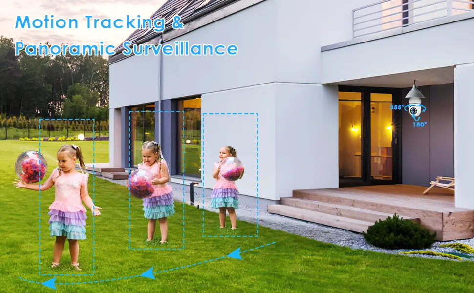 OFYOO Light Bulb Security Camera Wireless Outdoor Indoor 2.4G/5G WiFi Security Cameras for Home Security 360 Panoramic Motion Detection and Alarm Two-Way Audio Based E27 Light Bulb Socket 2 Cameras - Security Camera
