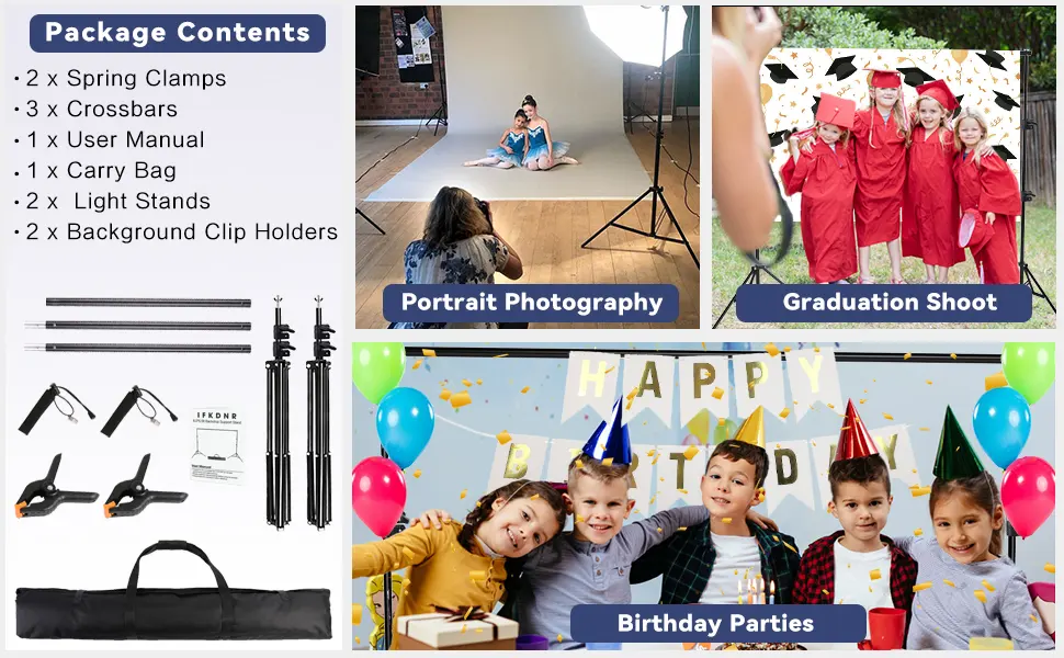 Backdrop Stand for Parties, IFKDNR Back Drop Adjustable Stand, 6.5ftx6.5ft Portable Background Stand for Baby Shower, Birthday Parties, Photo Studio Upgraded Version 6.5*6.5ft - back drop stand
