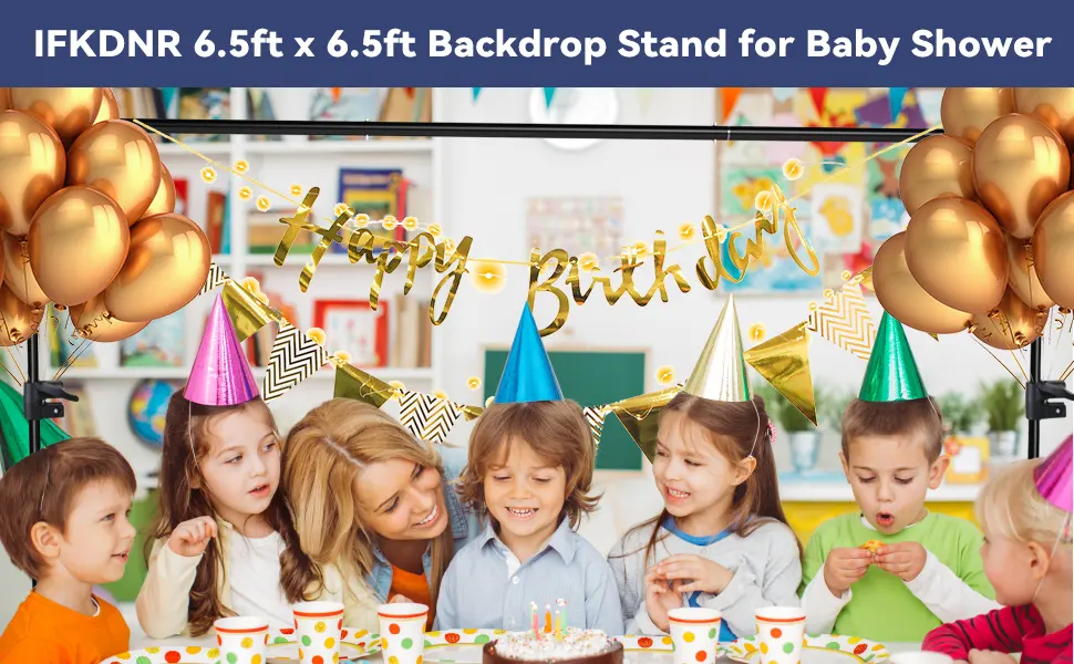 Backdrop Stand for Parties, IFKDNR Back Drop Adjustable Stand, 6.5ftx6.5ft Portable Background Stand for Baby Shower, Birthday Parties, Photo Studio Upgraded Version 6.5*6.5ft - backdrop stand