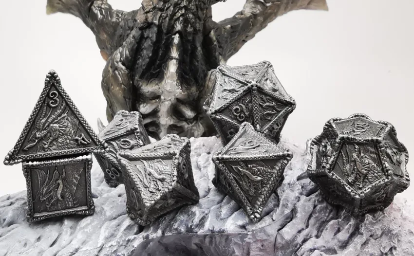 HAOMEJA Dice DND Metal Dragon Set Dice 7 Role Playing Dice D&D Solid Dice Dungeons and Dragons (Antique Iron) 3 Antique Iron - 1112