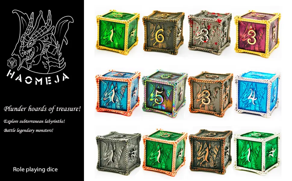 HAOMEJA Dice DND Metal Dragon Set Dice 7 Role Playing Dice D&D Solid Dice Dungeons and Dragons (Antique Iron) 3 Antique Iron - product information 2