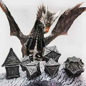 HAOMEJA Dice DND Metal Dragon Set Dice 7 Role Playing Dice D&D Solid Dice Dungeons and Dragons (Antique Iron) 3 Antique Iron - product information 5
