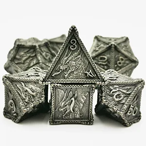 HAOMEJA Dice DND Metal Dragon Set Dice 7 Role Playing Dice D&D Solid Dice Dungeons and Dragons (Antique Iron) 3 Antique Iron - product information 7