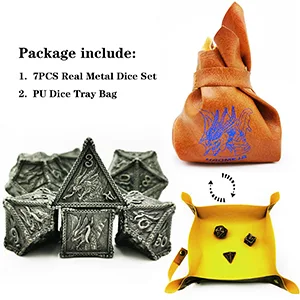 HAOMEJA Dice DND Metal Dragon Set Dice 7 Role Playing Dice D&D Solid Dice Dungeons and Dragons (Antique Iron) 3 Antique Iron - product information 8