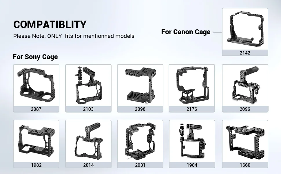 SMALLRIG HDMI Cable Clamp Lock Compatible with Sony A7RIII A7II A7RII A7SII, SMALLRIG Cage 1660, 1673, 1675, 1982, 2087-1679 - banner02