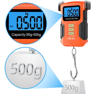 HEETA Waterproof Fishing Scale, Digital Fish Scale 110lb/50kg with Memory Function, Portable Hanging Luggage Scale with Fluorescent Button, 40 Ruler, Backlit LCD Display- Weight Scale Orange - product information 26