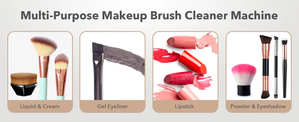 Alyfini Makeup Brush Cleaner Machine - Electric Makeup Brush Cleaner Tool for All Size Beauty Foundation Concealer Contour Eyeshadow Brush (Pink) - Multi-Purpose makeup brush cleaner machine