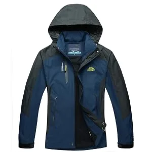 MAGCOMSEN Men's Hooded Windproof Water Resistant Rain Jacket Windbreaker 5 Pockets for Hiking,Fishing,Runing Royal Blue Small - waterproof jacket men