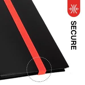 GEAoffice Card Binder, 9 Pockets Trading Card Album Folder, 360 Side Loading Pocket Binder for Yugioh, MTG and Other TCG, Black - A high-grade elastic strap keeps the folder secure when not in use