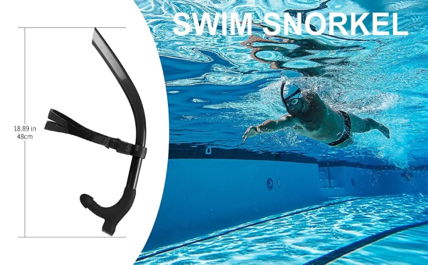 SACBOLA Snorkel Swim Training Practice Freestyle Learn to Swim for Pool Swimming and Open Water Snorkeling BLACK - swim snorkel