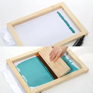 Caydo 24 Pieces Screen Printing Kit, Include 3 Sizes Wood Silk Screen Printing Frame with 110 Mesh, Screen Printing Squeegees, Transparency Inkjet Film, Masking Tape - Caydo Screen Printing kit