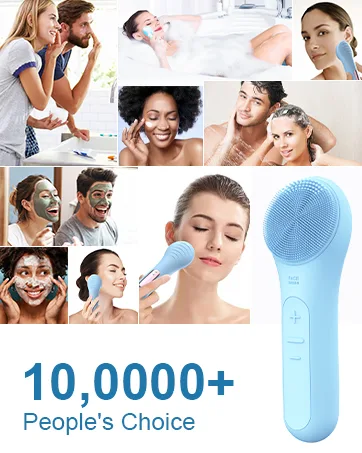 Sonic Silicone Face Scrubber for Sensitive Skin Waterproof Electric Facial Cleansing Brush with Base, Jack&Rose Inductive Charging Face Exfoliator BrushSky Blue - face scrubber