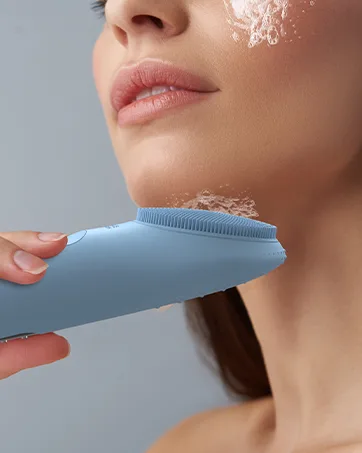 Sonic Silicone Face Scrubber for Sensitive Skin Waterproof Electric Facial Cleansing Brush with Base, Jack&Rose Inductive Charging Face Exfoliator BrushSky Blue - silicone face scrubber