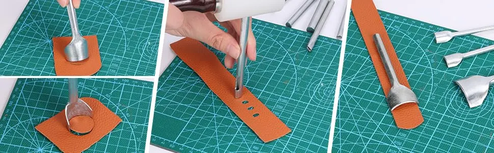 Caydo 7 Pieces Leather Craft Tools Half-Round Punch for Crafting Strap Belt, Wallet and Bag DIY Handwork 10-40mm Half round - Caydo 7 Pieces Leather Craft Tools Half-Round Punch