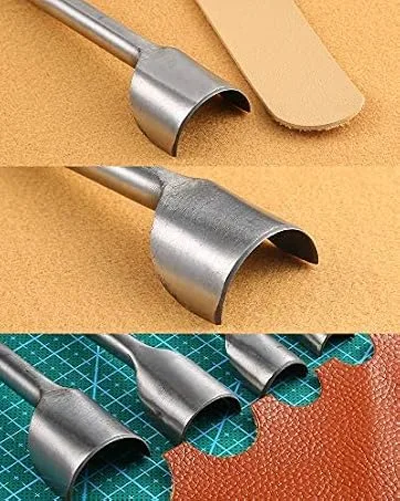 Caydo 7 Pieces Leather Craft Tools Half-Round Punch for Crafting Strap Belt, Wallet and Bag DIY Handwork 10-40mm Half round - Half-round Cutter Punch
