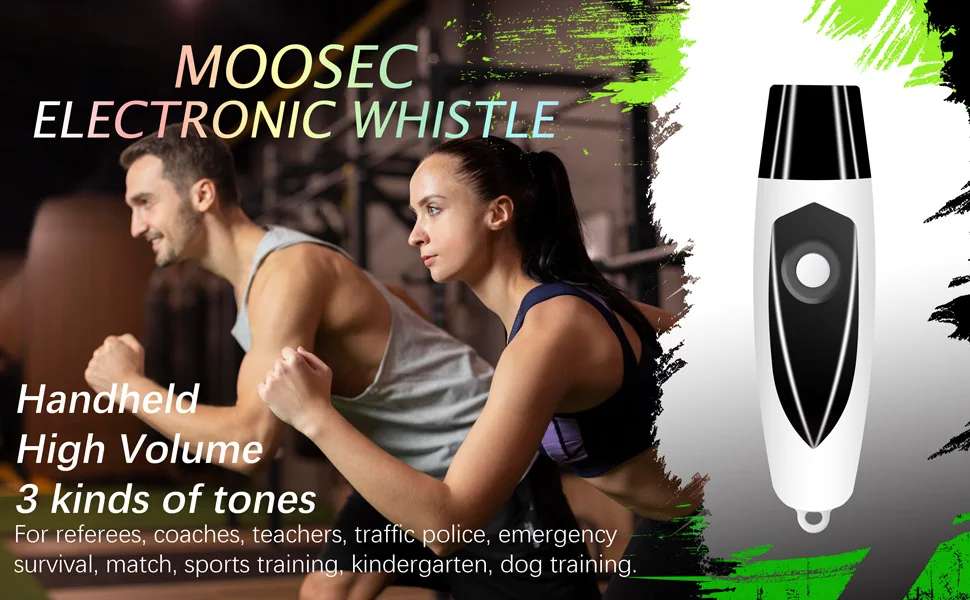 Moosec Electronic Whistle for Teacher, Referees, Coach, 3 Kinds of Tones Up to 1255 db High Volume WHITE - electronic whistle