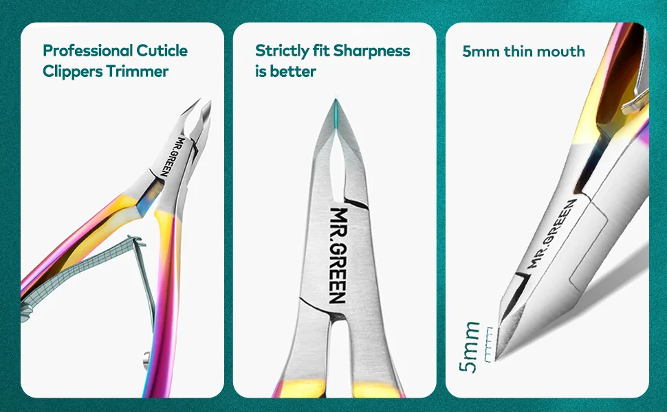 Cuticle Trimmer with Cuticle Pusher,Cuticle Nipper Professional Stainless Steel Cuticle Cutter,Sharp Durable Pedicure Manicure Tools for Fingernails and Toenails Mr-1050Ti-plus - cuticle nipper