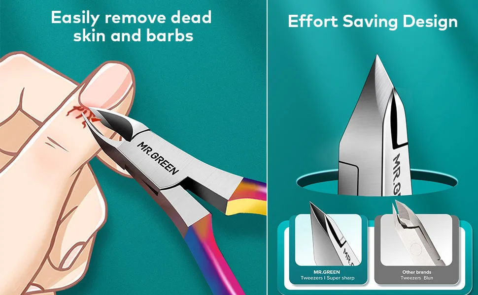 Cuticle Trimmer with Cuticle Pusher,Cuticle Nipper Professional Stainless Steel Cuticle Cutter,Sharp Durable Pedicure Manicure Tools for Fingernails and Toenails Mr-1050Ti-plus - cuticle remover