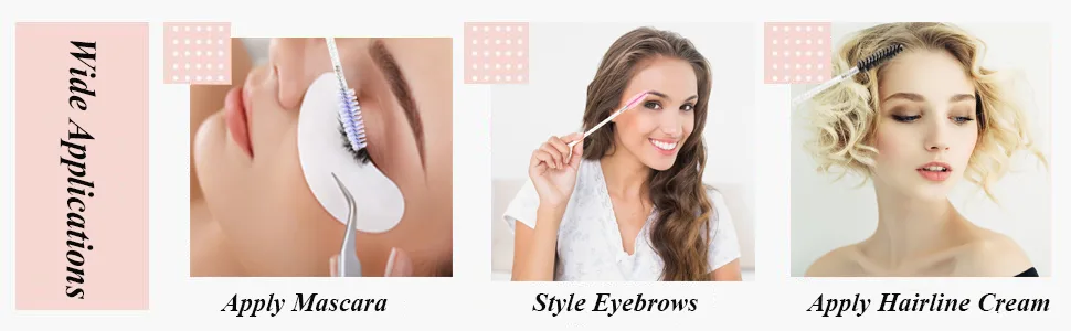 300PCS Disposable Mascara Wands Spoolie Brush Crystal Eyebrow Brushes Eyelash Extension Applicator Makeup Kits.myaokue-up (White-Light Purple) - disposable mascara wand