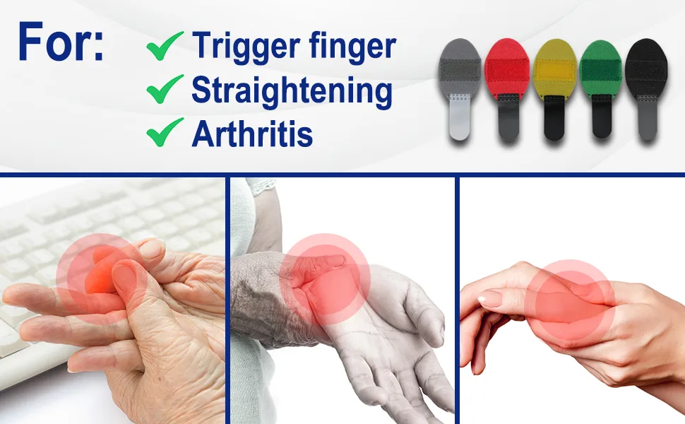 RonJea 5 Pcs Trigger Finger Splints: 5 Single Straps Finger Splint Support Brace Kit, Finger Straightener for Broken/Straightening/Aarthritis, Fits for Thumb/Middle/Ring/Index/Pinky Finger - Finger splints