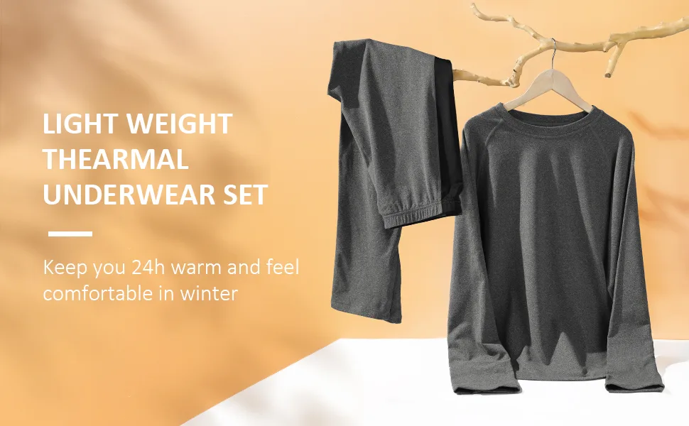 Runhit Thermal Underwear for Men Long Johns for Men Thermal Shirts Pants Base Layer Mens Thermal Underwear Set Green Medium - Long Johns Fleece Lined
