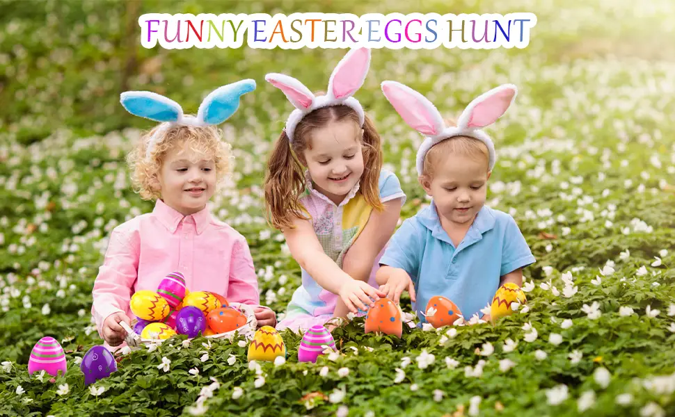 Fudragtn 36Pcs Printed Plastic Easter Eggs Fillable, 3.48 Inch Large Easter Eggs Bulk, Colorful Plastic Eggs for Easter Theme Party, Easter Favors, Easter Egg Hunt, Basket Stuffer Fillers - product information 3