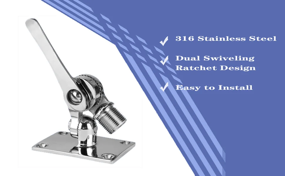 Marine VHF Antenna Mounts, Adjustable Base VHF Antenna Mount for Boat, 316 Stainless Steel, Heavy Duty, Include Installation Accessories Screws - antenna mount