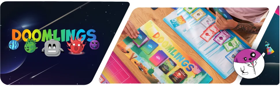 Doomlings Kickstarter Community Card Playmat (Special Edition) - Game Mat for Doomlings Card Game, 11" x 22" - Fun card game