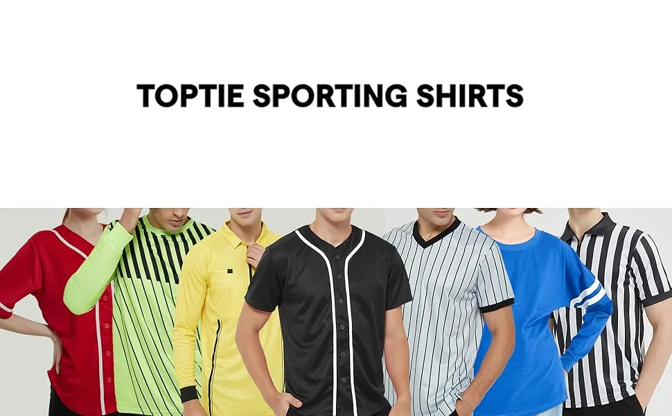 TOPTIE Men's Official Long Sleeve Black & White Striped Referee Shirt, Pro-Style Ref Umpire Jersey X-Large - sport