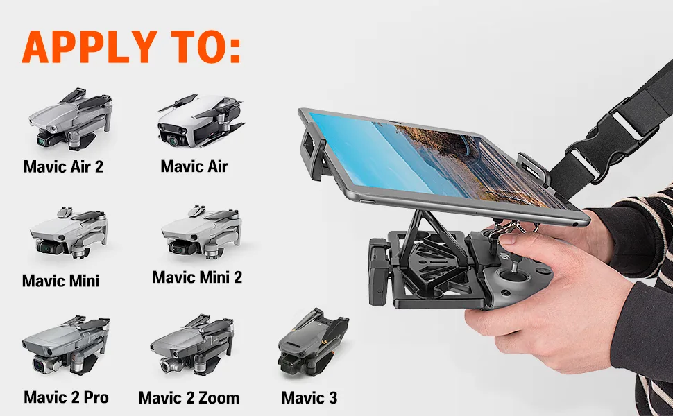Drone Tablet Holder, Jubor Foldable Tablet Mount Adapter for DJI Mavic Air 2/Air 2S/Mavic 3/Mavic Mini/Mavic 2/Mavic Pro Drones Accessories Tablet Stand for Remote Controller Fit 4.7-12.9 Inch Tablets - drone tablet holder
