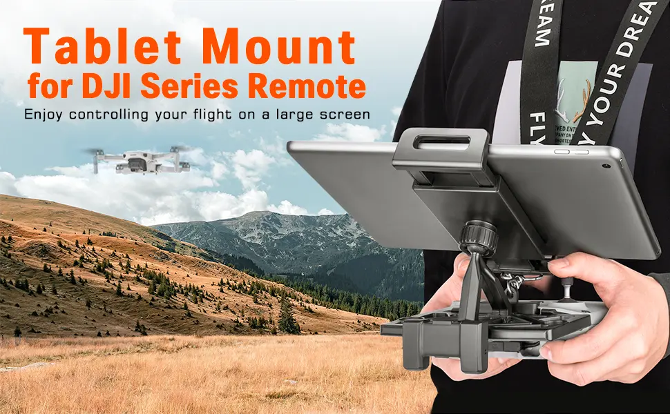 Drone Tablet Holder, Jubor Foldable Tablet Mount Adapter for DJI Mavic Air 2/Air 2S/Mavic 3/Mavic Mini/Mavic 2/Mavic Pro Drones Accessories Tablet Stand for Remote Controller Fit 4.7-12.9 Inch Tablets - drone tablet mount