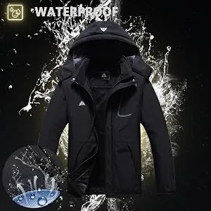 Men's Mountain Waterproof Ski Jacket Windproof Rain Windbreaker Winter Warm Hooded Snow Coat Dark Gray-02 X-Large - product information 10