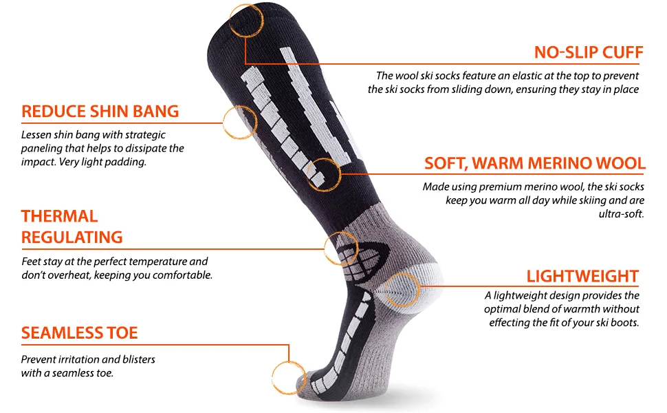 Pure Athlete Ski Socks Warm Merino Wool - Best Lightweight Thin Ski Snowboard Sock Women Men 3 Pairs - Blue/Silver Large-X-Large - original-ski-socks-product-tech