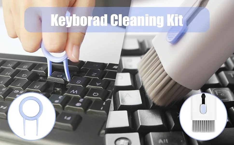 7-in-1 Electronics Cleaner Kit for Laptop Keyboard Airpods Pro MacBook Earbuds, Multi-Function Cleaning Kit for Keyboard Laptop Phone MacBook Computer PC Ear Bud Tablet Earphones iPod iPhone - Black - keyboard cleaner kit