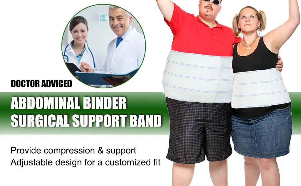 Abdominal Binder Lower Waist Support Belt - Abdominal Brace Post-Surgical Compression Wrap for Men and Women (45" - 60") 4 PANEL - 12" Large/X-Large 4 Panel - 12" High - abdominal binder