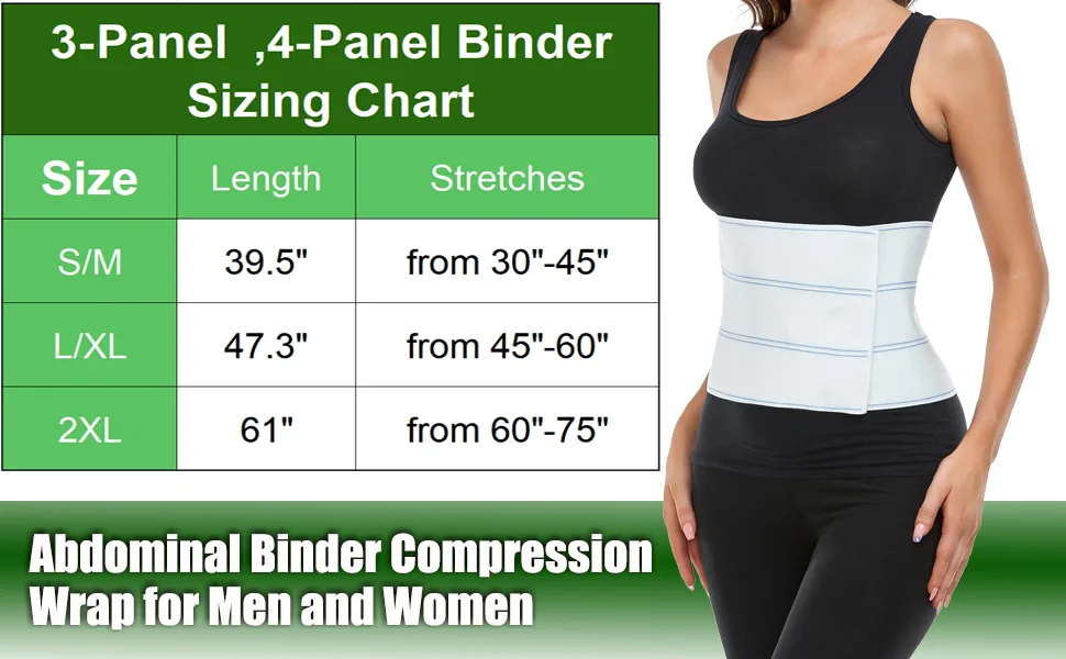 Abdominal Binder Lower Waist Support Belt - Abdominal Brace Post-Surgical Compression Wrap for Men and Women (45" - 60") 4 PANEL - 12" Large/X-Large 4 Panel - 12" High - abdominal binder plus size
