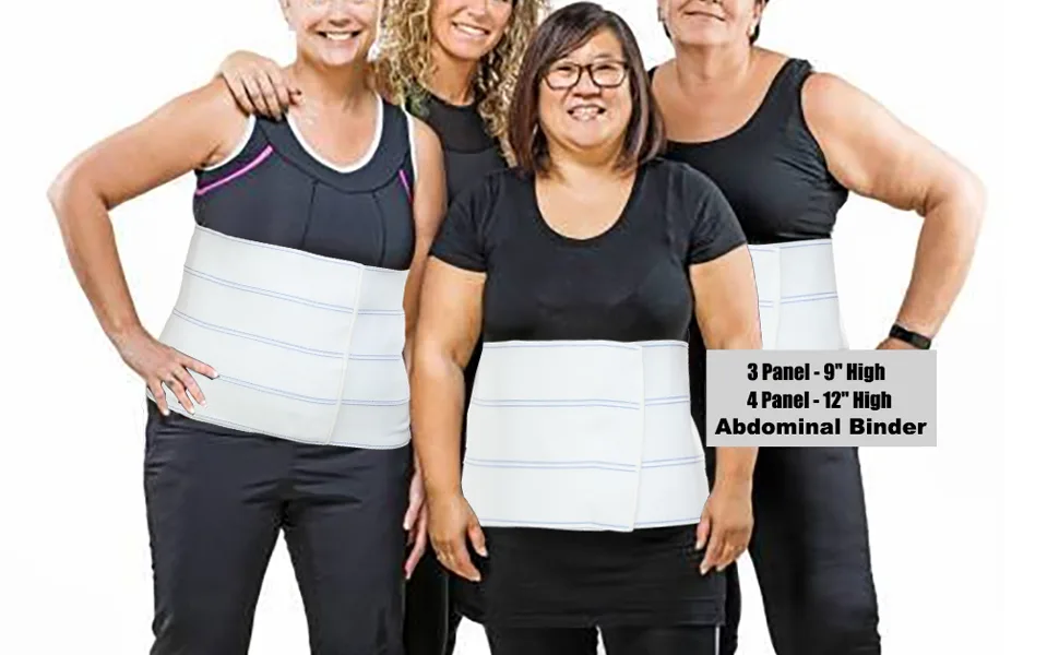 Abdominal Binder Lower Waist Support Belt - Abdominal Brace Post-Surgical Compression Wrap for Men and Women (45" - 60") 4 PANEL - 12" Large/X-Large 4 Panel - 12" High - waist compression belt