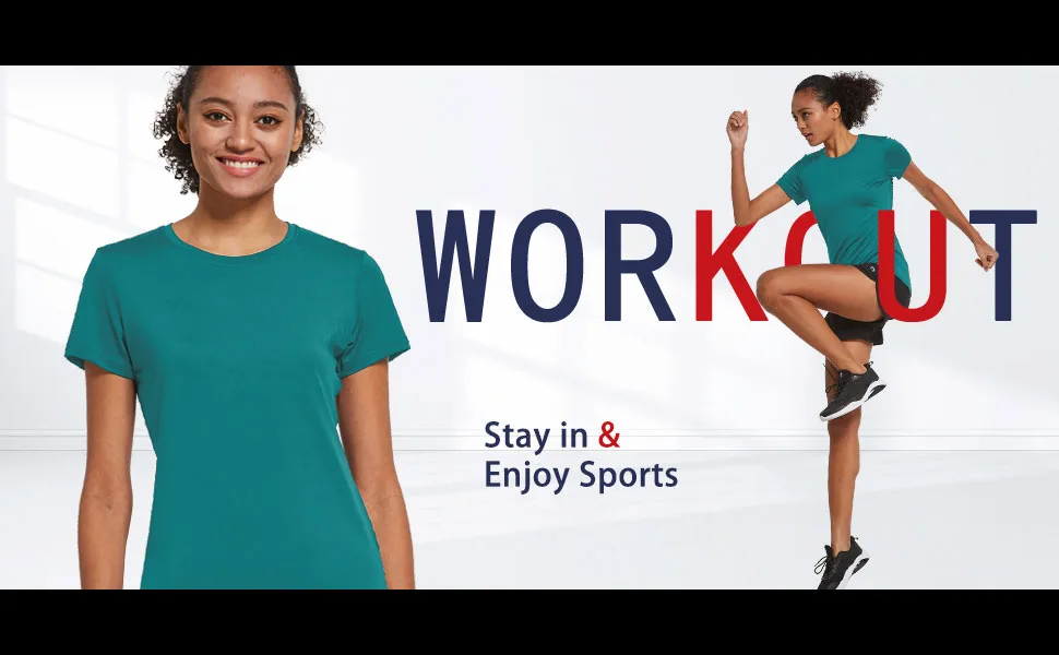 BALEAF Women's Short Sleeve Running Shirts Athletic Lightweight Quick Dry Workout Training Yoga Crewneck Tops Teal Medium - product information 13