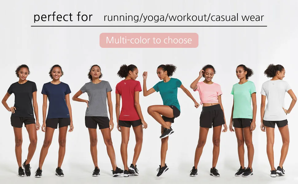 BALEAF Women's Short Sleeve Running Shirts Athletic Lightweight Quick Dry Workout Training Yoga Crewneck Tops Teal Medium - product information 20