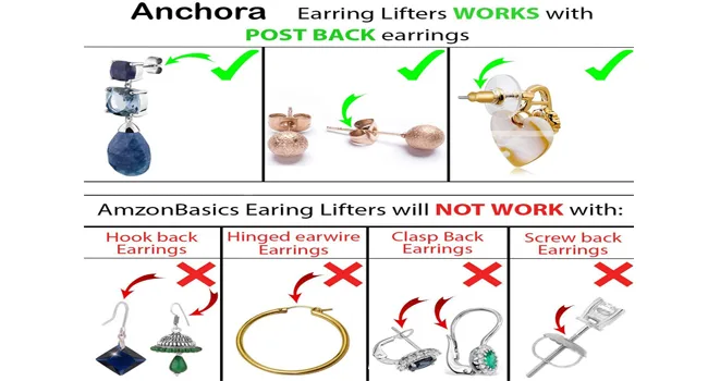 6 Pairs Earring Backs for Droopy Ears Earring Lifters Backs for Studs 18K Gold Adjustable Hypoallergenic Earring Backs for Heavy Earring - Earring Backs for Droopy Ears