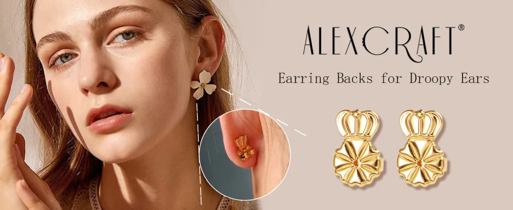 6 Pairs Earring Backs for Droopy Ears Earring Lifters Backs for Studs 18K Gold Adjustable Hypoallergenic Earring Backs for Heavy Earring - earring lifters backs