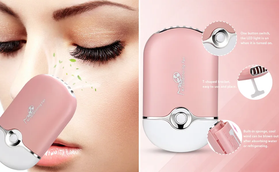 TEOYALL Eyelash Extensions Supplies Kit including Mini Air Conditioning Lash Fan Dryer, Lash Shampoo Brush, 150ml Wash Bottle, 100pcs Micro Brushes - lash fan