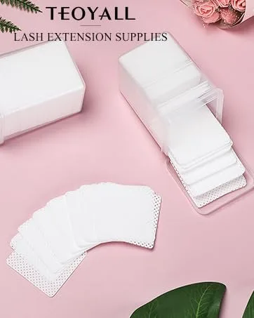 TEOYALL Eyelash Extensions Supplies Kit including Mini Air Conditioning Lash Fan Dryer, Lash Shampoo Brush, 150ml Wash Bottle, 100pcs Micro Brushes - lash glue wipes