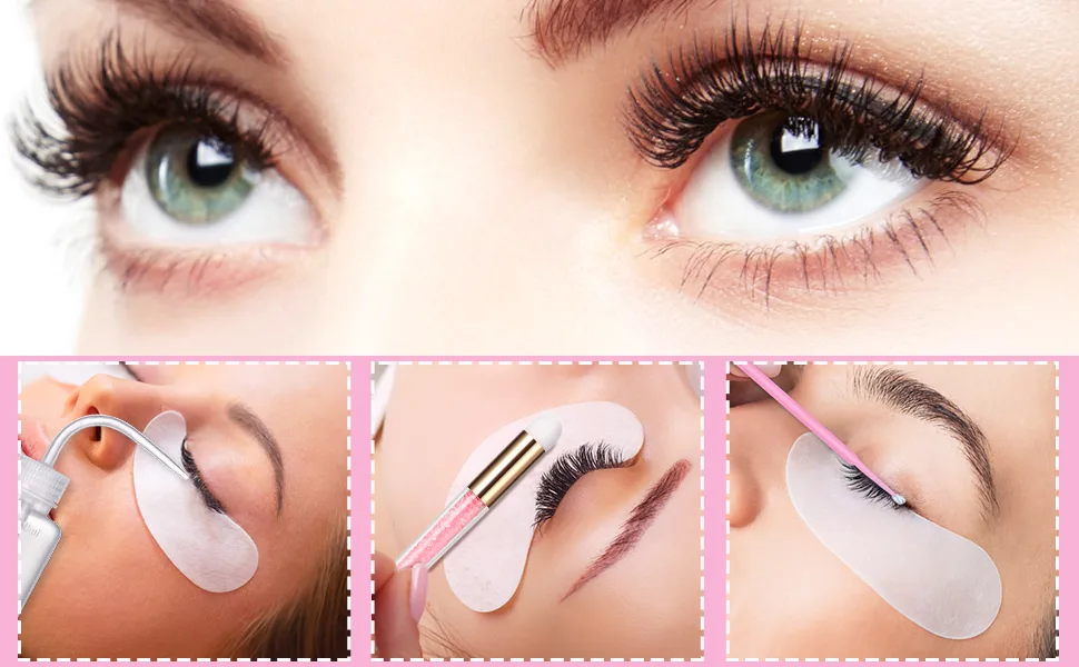 TEOYALL Eyelash Extensions Supplies Kit including Mini Air Conditioning Lash Fan Dryer, Lash Shampoo Brush, 150ml Wash Bottle, 100pcs Micro Brushes - lash shampoo brush