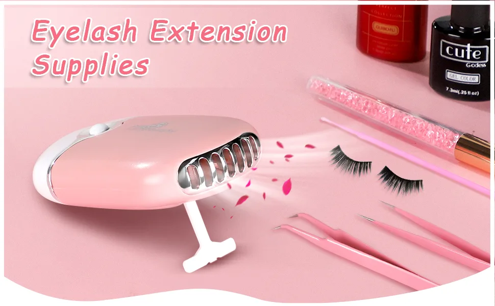 TEOYALL Eyelash Extensions Supplies Kit including Mini Air Conditioning Lash Fan Dryer, Lash Shampoo Brush, 150ml Wash Bottle, 100pcs Micro Brushes - micro brushes