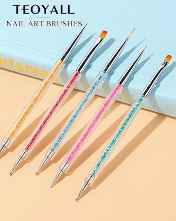 TEOYALL Eyelash Extensions Supplies Kit including Mini Air Conditioning Lash Fan Dryer, Lash Shampoo Brush, 150ml Wash Bottle, 100pcs Micro Brushes - nail art brushes