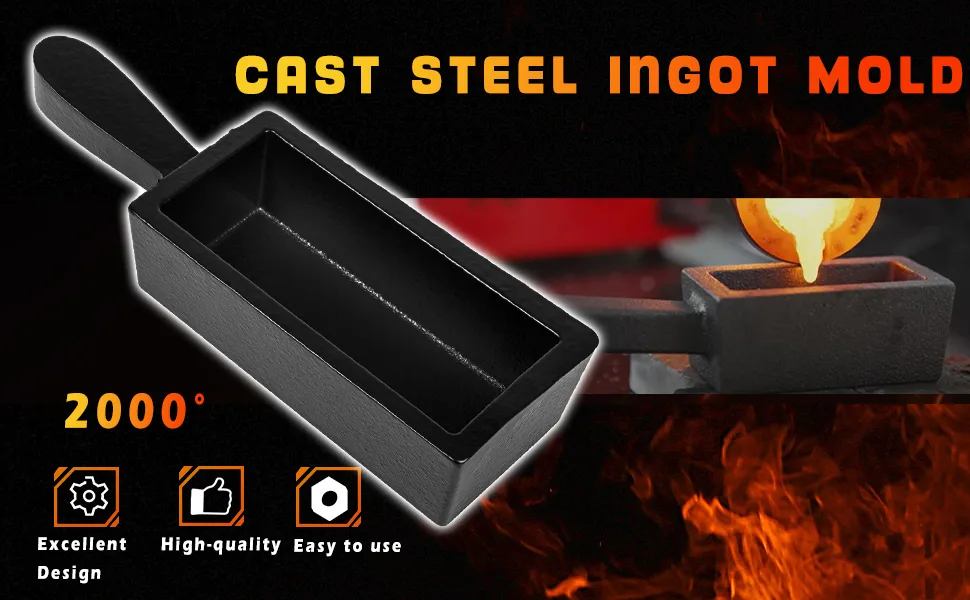 100oz Cast Steel Ingot Mold for Melting Casting Refining Gold Silver Copper Aluminum Brass Precious Metals etc 1 100oz - product information 11