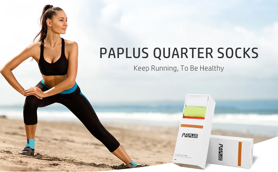 PAPLUS Women's Quarter Compression Socks 6 Pairs, Cushion Running Athletic Sport Ankle Socks with Arch Support Multicolor(6 Pairs) Large-X-Large - compression socks