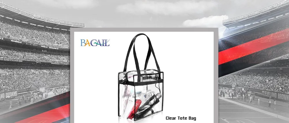 BAGAIL Clear bags Stadium Approved Clear Tote Bag with Zipper Closure Crossbody Messenger Shoulder Bag with Adjustable Strap Classic Black - product information 1
